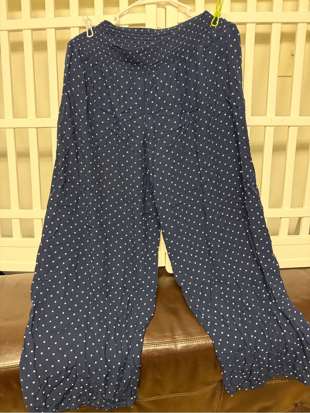 Maurices Navy Wide-Leg Polka Dot Pants